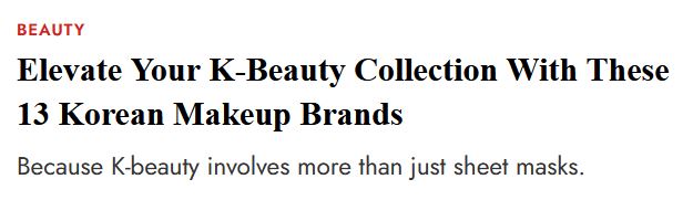 K-Beauty Makeup sells Korean beauty products written in the Editorialist
